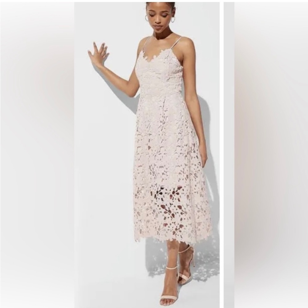 NWT Express Floral Lace Midi Summer Dress - Ballet Pink- size XS
